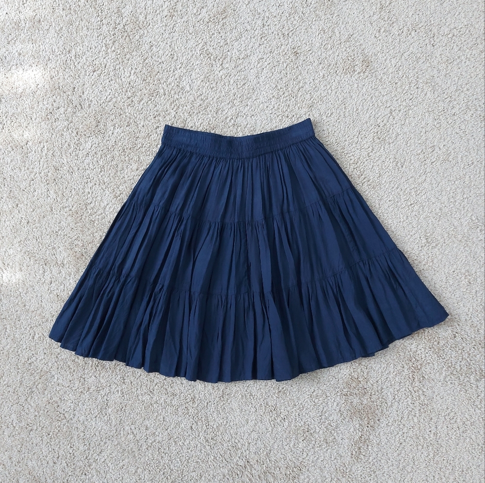 Women's Navy Tiered Skirt with Elastic Waist